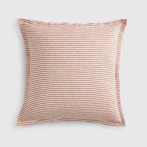 NWT QUINCE European Flax Linen Stripe Euro Sham Terracotta/ White Stripe (Q23)